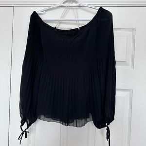 Wilfred Pleated Off The Shoulder Blouse Black Size Large